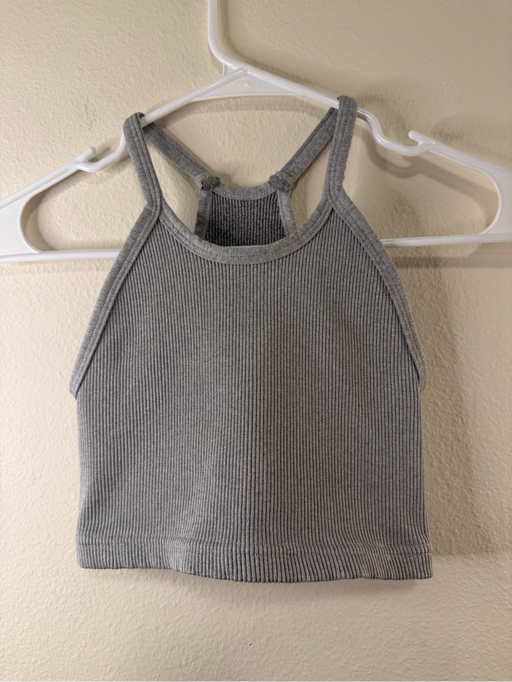 FP Movement by Free People Gray Ribbed Racerback Crop Tank